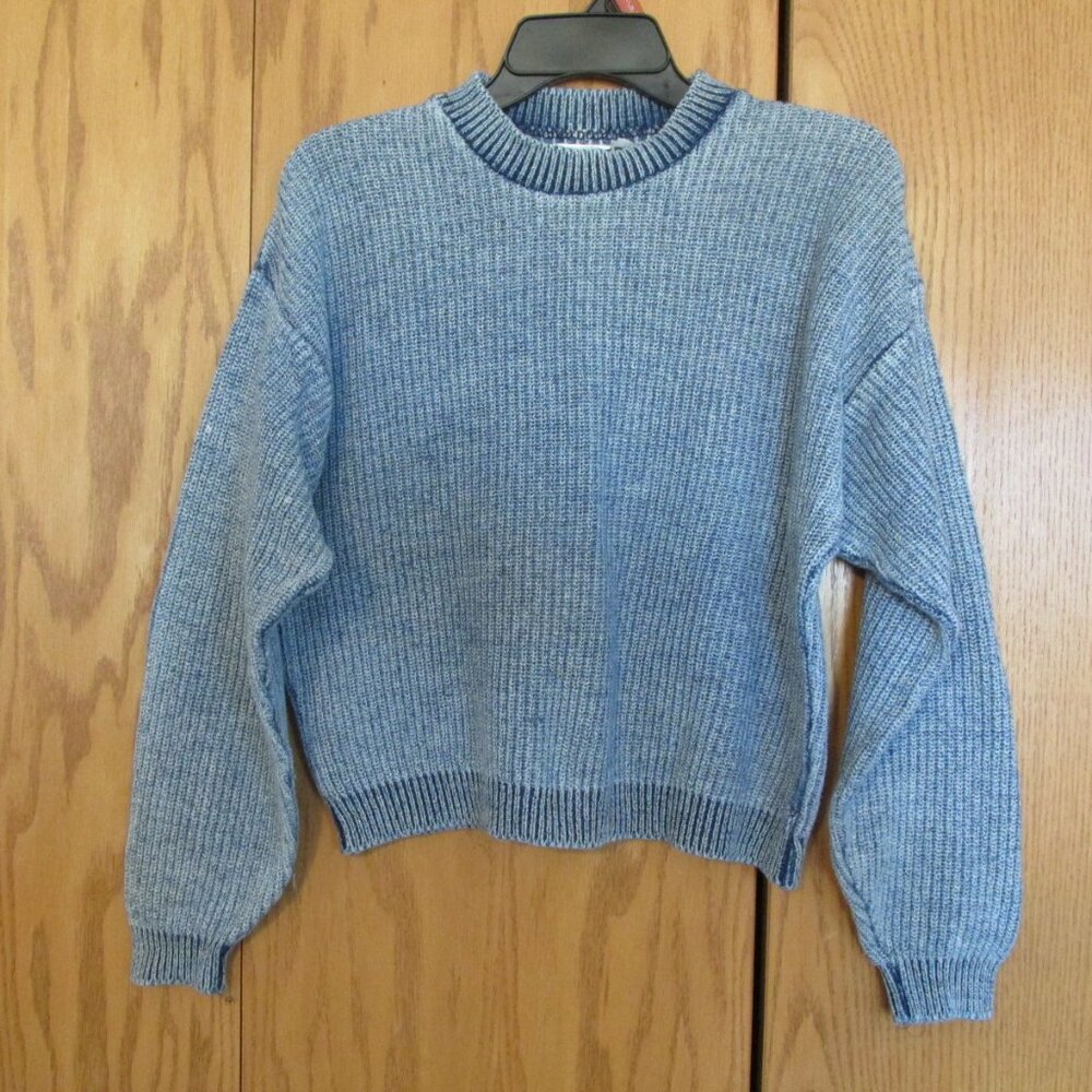 NEW YORK COMPANY WOMEN'S SIZE L SWEATER STONE WASHED BLUE COTTON VINTAGAE 90's C